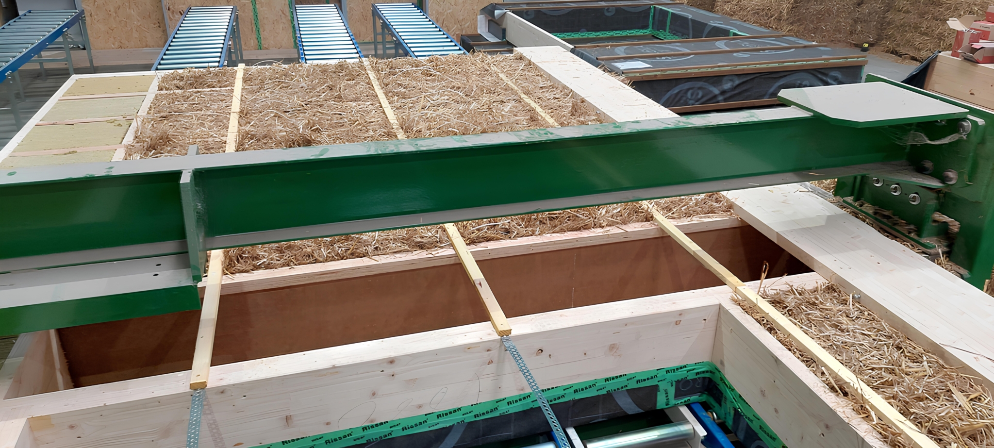 Insulated timber-framed walls with straw – May and June 2025.